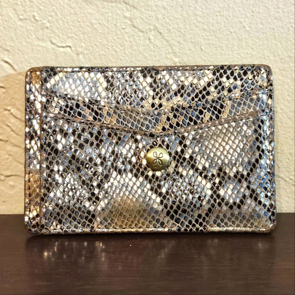Hobo Brand Snake Patterned Leather Metallic Card Case